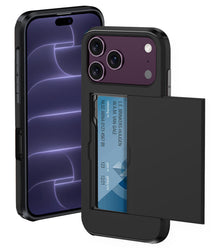 iPhone 18 Pro Hoesje Kaarthouder Hard Case Shockproof - Zwart