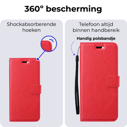 Google Pixel 8a Hoesje Bookcase Cover met Kaarthouder - Rood