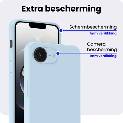 iPhone 16e Hoesje Siliconen Backcover Lichtgewicht - Lichtblauw