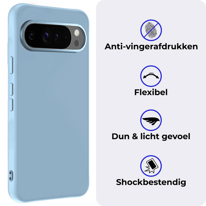 Google Pixel 10 Pro XL Hoesje Siliconen Backcover Lichtgewicht - Lichtblauw