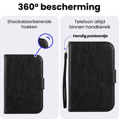 iPhone Duo Hoesje Bookcase Cover met Kaarthouder - Zwart