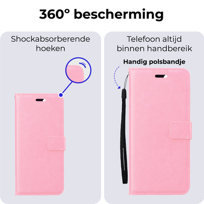 Google Pixel 8a Hoesje Book Case Kunstleer - Lichtroze