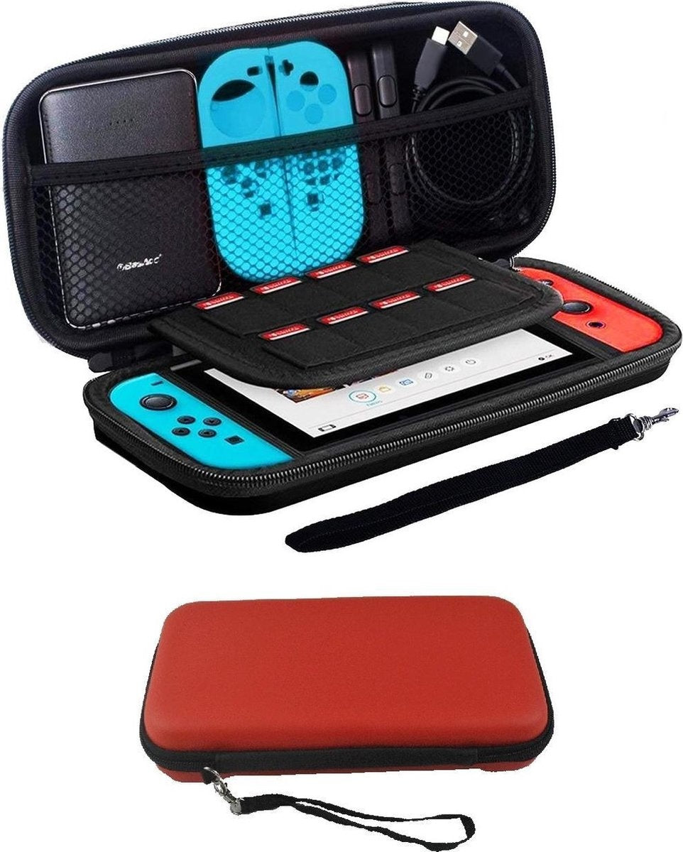 Nintendo Switch Hoesje Hardcover Met Koord - Rood