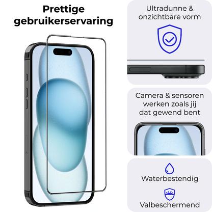 iPhone 15 Pro Max Screenprotector Flexibel Glas met Installatieframe