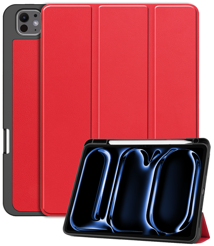 iPad Pro 2024 (13 inch) Trifold Bookcase Hoes met Penhouder voor Apple Pen - Rood