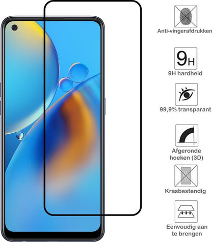 OPPO A74 4G Screenprotector Gehard Glas - Full Screen