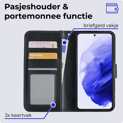 Samsung S21 Plus Hoesje Bookcase Cover Uitneembaar - Zwart