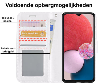 Samsung A13 4G Hoesje Bookcase Cover met Kaarthouder - Wit