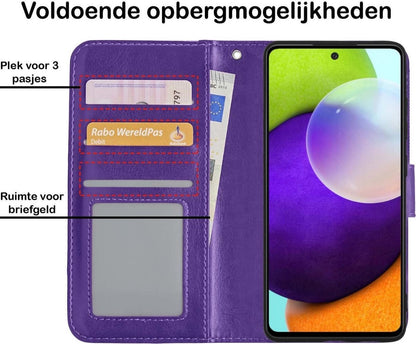 Samsung A52 5G Hoesje Bookcase Cover met Kaarthouder - Paars