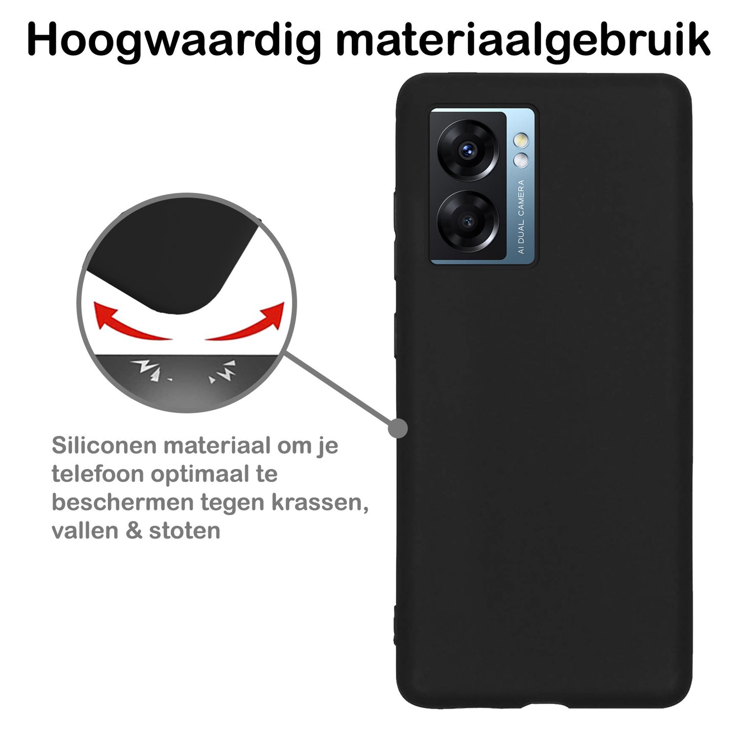 OPPO A77 Hoesje Siliconen - Zwart