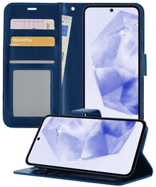 Samsung A35 Hoesje Bookcase Cover met Kaarthouder - Donkerblauw