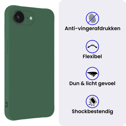 iPhone 16e Hoesje Siliconen Backcover Lichtgewicht - Donkergroen