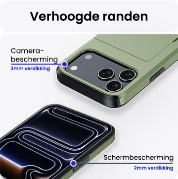 iPhone 17 Pro Max Hoesje Kaarthouder Hard Case Shockproof - Donkergroen