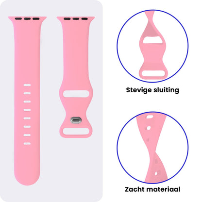 Apple Watch 1, 2, 3, 4, 5, 6, 7, 8, 9, 10, 11, SE - 42/44/45/46 mm Bandje Siliconen met verstelbare polsband - Roze