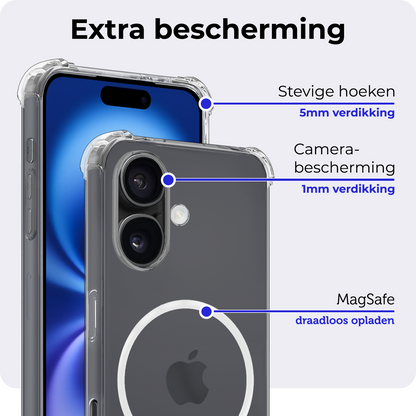 iPhone 16 Hoesje Geschikt voor Magsafe Backcover Shockproof - Transparant