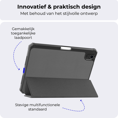 iPad Mini 7 Trifold Bookcase Hoes met Penhouder voor Apple Pen - Grijs