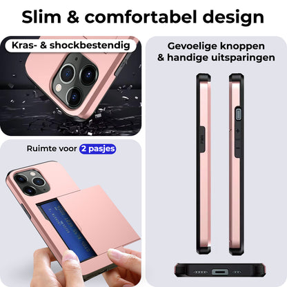 iPhone 11 Pro Max Hoesje Kaarthouder Hard Case Shockproof - Rosé goud