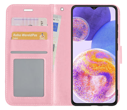 Samsung A23 Hoesje Bookcase Cover met Kaarthouder - Lichtroze