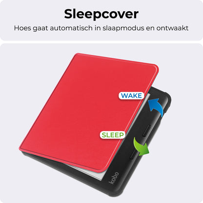 Kobo Libra Colour Bookcase Hoes Shockabsorberend - Rood
