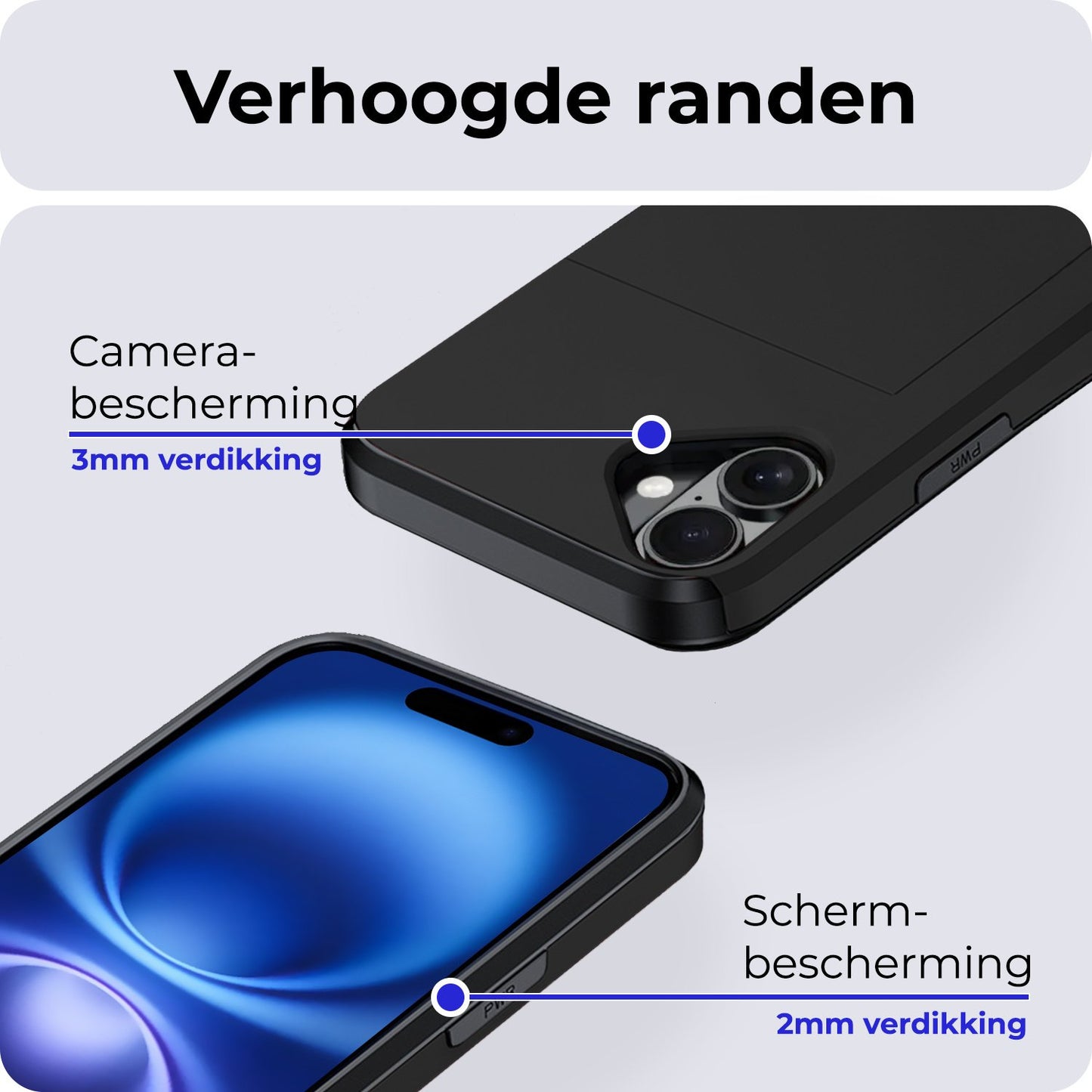 iPhone 16 Plus Hard Case Met Pashouder - Zwart