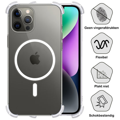 iPhone 14 Pro Max Hoesje Geschikt voor Magsafe Backcover Shockproof - Transparant