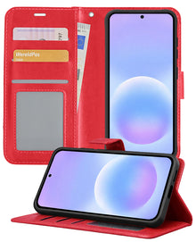 Samsung A57 Hoesje Bookcase Cover met Kaarthouder - Rood