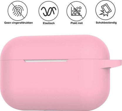 Airpods Pro Hoesje Siliconen met Clip - Lichtroze