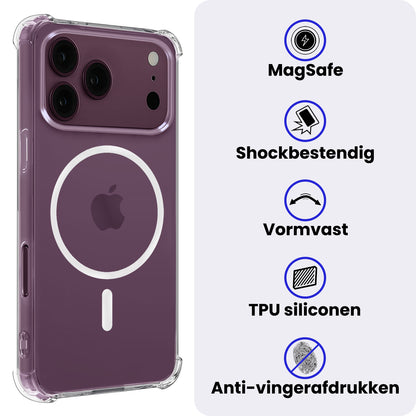 iPhone 18 Pro Max Hoesje Geschikt voor Magsafe Backcover Shockproof - Transparant