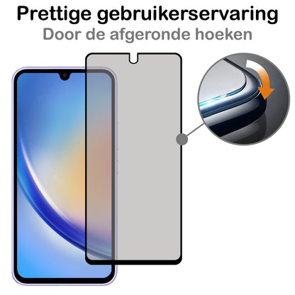 Samsung A34 Screenprotector Gehard Glas - Privacy