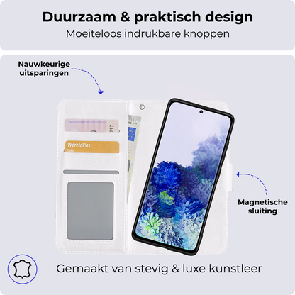 Samsung S20 Hoesje Bookcase Cover Uitneembaar - Wit