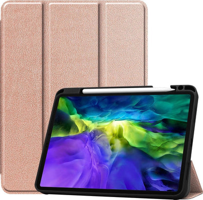 iPad Pro 2020 (11 inch) Trifold Bookcase Hoes met Penhouder voor Apple Pen - Rosé goud