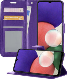 Samsung A22 4G Hoesje Bookcase Cover met Kaarthouder - Paars