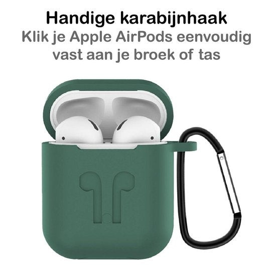 AirPods Hoesje Siliconen 3-in-1 met Clip - Midnight Green