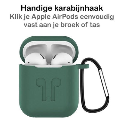 AirPods Hoesje Siliconen 3-in-1 met Clip - Midnight Green