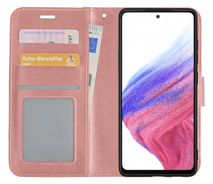 Samsung A53 Hoesje Bookcase Cover met Kaarthouder - Rosé goud