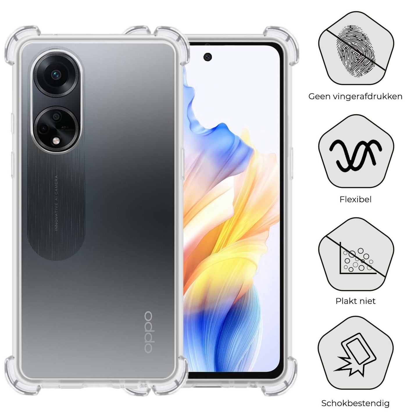 OPPO A98 Hoesje Shock Proof Siliconen - Transparant