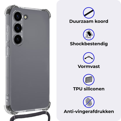 iPhone 16 Hoesje met Koord Backcover Shockproof - Transparant