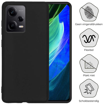 Xiaomi Redmi Note 12 Pro Hoesje Siliconen Backcover Lichtgewicht - Zwart