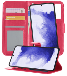 Samsung S22 Hoesje Bookcase Cover Uitneembaar - Donkerroze