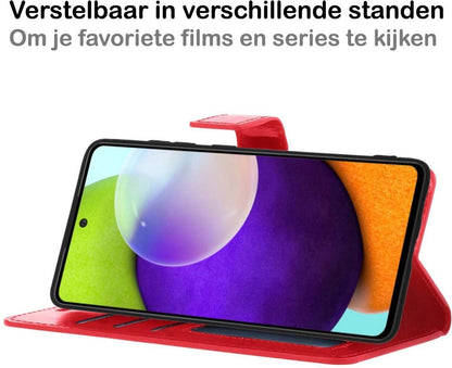 Samsung A52 5G Hoesje Bookcase Cover met Kaarthouder - Rood