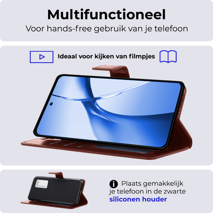OnePlus Nord CE 4 Hoesje Bookcase Cover met Kaarthouder - Bruin