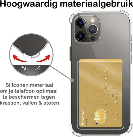 iPhone 12 Pro Max Hoesje met Pasjeshouder Siliconen - Transparant