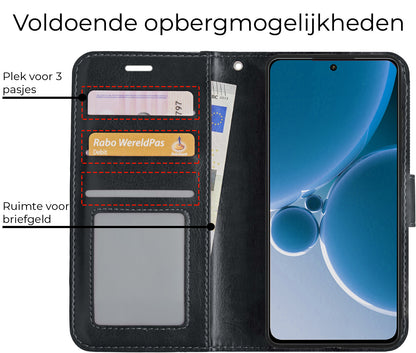 OnePlus Nord 3 Hoesje Bookcase Cover met Kaarthouder - Zwart