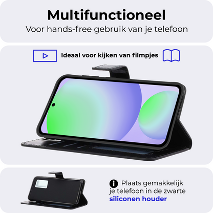 Samsung S24 FE Hoesje Bookcase Cover met Kaarthouder - Zwart