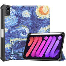 iPad Mini 6 Trifold Bookcase Hoes met Penhouder voor Apple Pen - Sterrenhemel