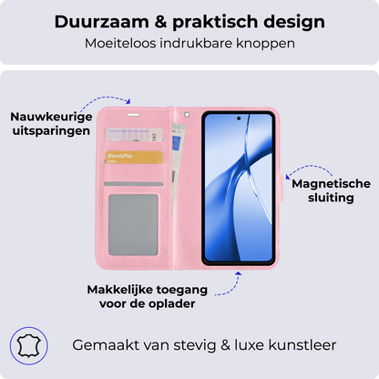 OnePlus Nord CE 4 Hoesje Bookcase Cover met Kaarthouder - Lichtroze