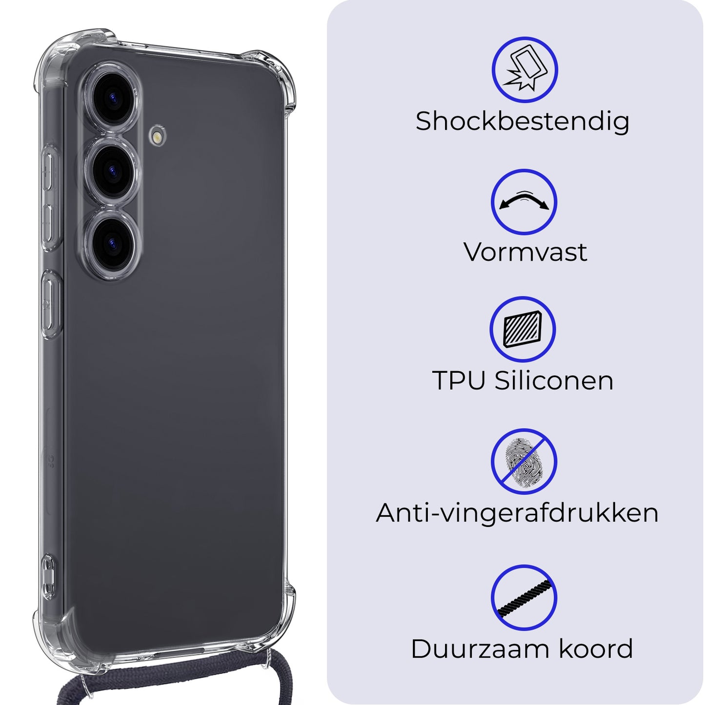 Samsung S23 FE Hoesje met Koord Siliconen - Transparant