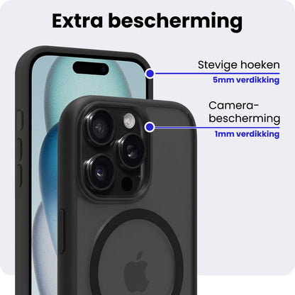 iPhone 15 Pro Max Hoesje Geschikt voor Magsafe Backcover Shockproof - Zwart
