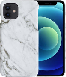 iPhone 12 Hoesje Marmer Hard Case Cover - Wit