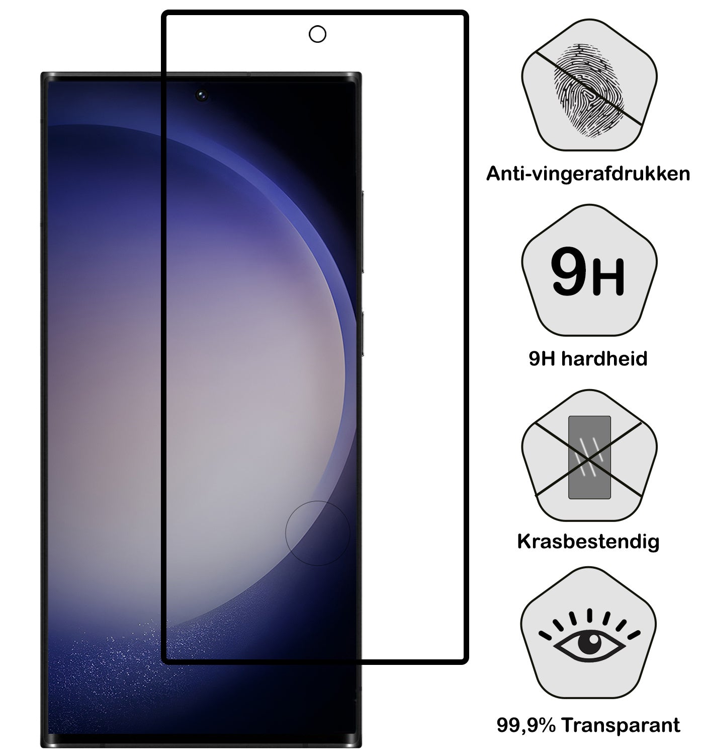 Samsung S23 Ultra Screenprotector Full Cover Tempered Glass